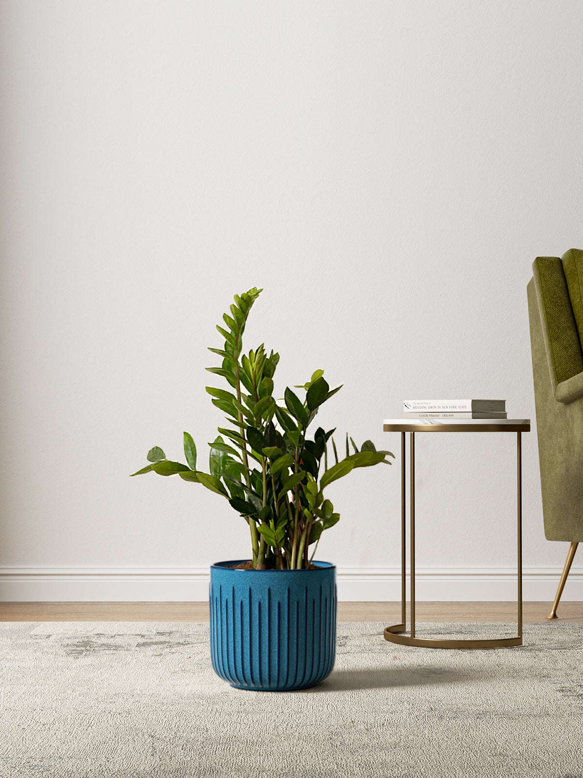 BEMAY Ceramic Planters, Set of 3 Plant Pots for Indoor Plants, 8.3+6.9+5.7 inch Flower Pots with Drainage Holes, Medium Cylinder Planters Pot for Indoor House Plants,Glaze Ocean Blue