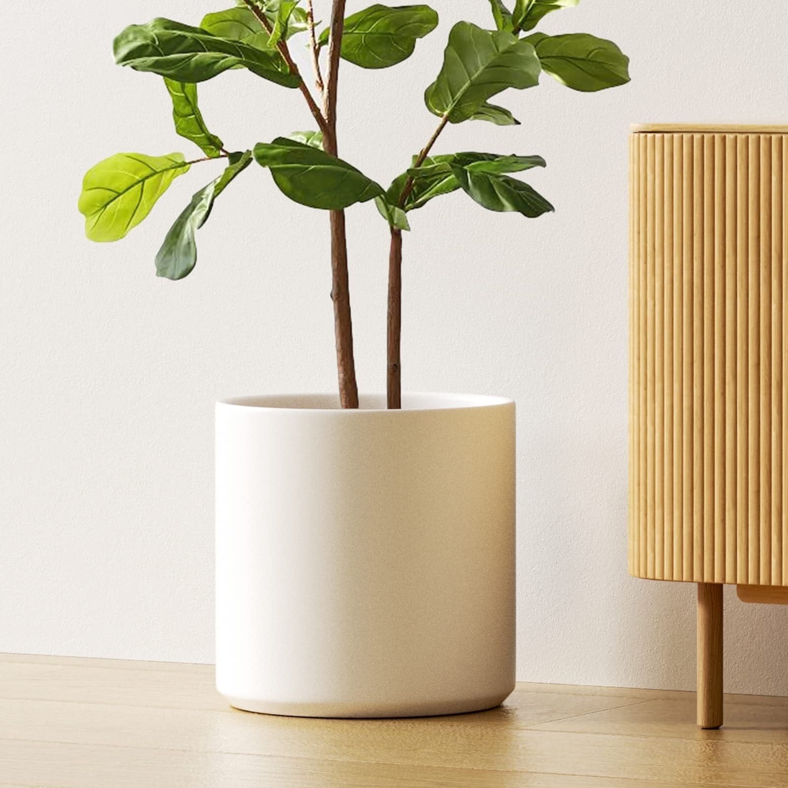 white ceramic plant pots indoor BEMAY 12" Ceramic Pots for Plants, White Plant Pot with Drainage Hole