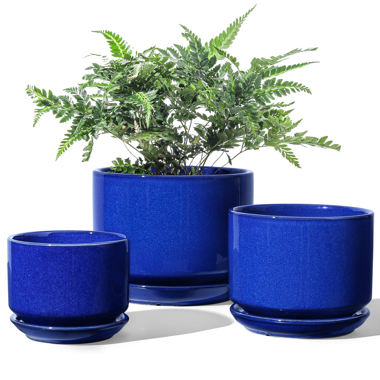 ceramic plant pot with drainage BEMAY Ceramic Plant Pots, 4.3"+5.3"+6.8" Flower Pots with Drainage Hol