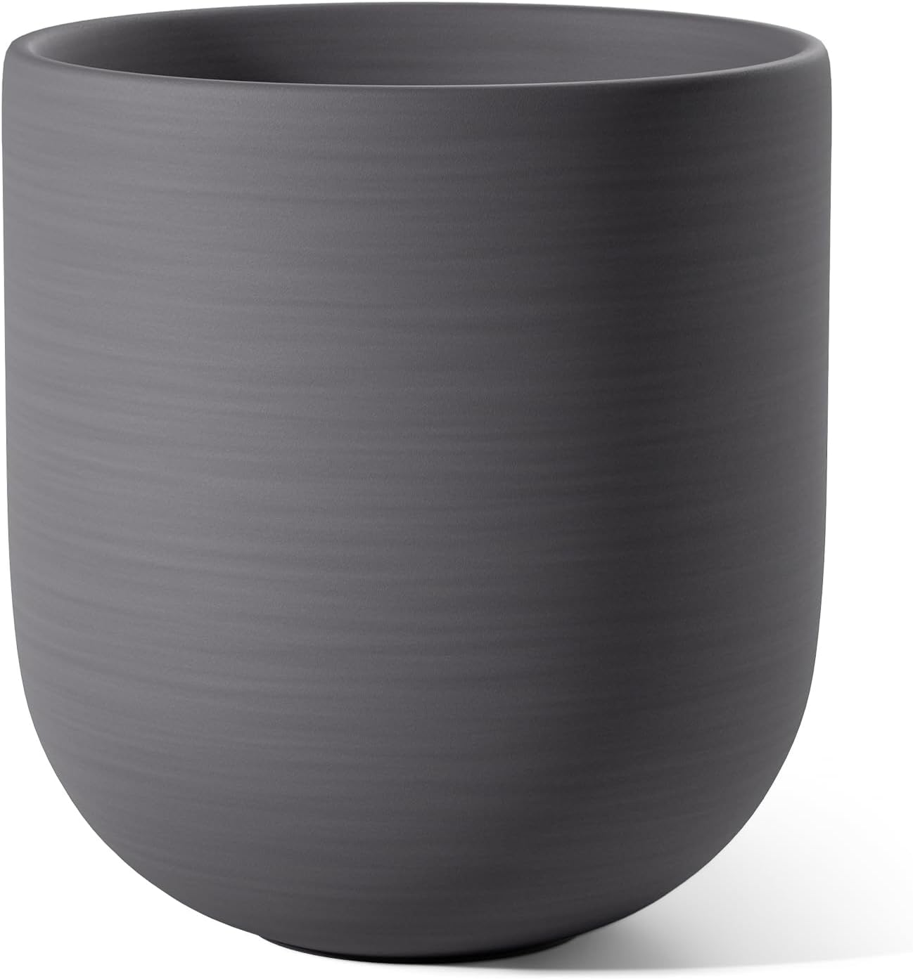 BEMAY 12" Plant Pots, Ceramic Flower Pots with Drain Holes& Plug Indoor Planter, Charcoal Gray Outdoor Planter