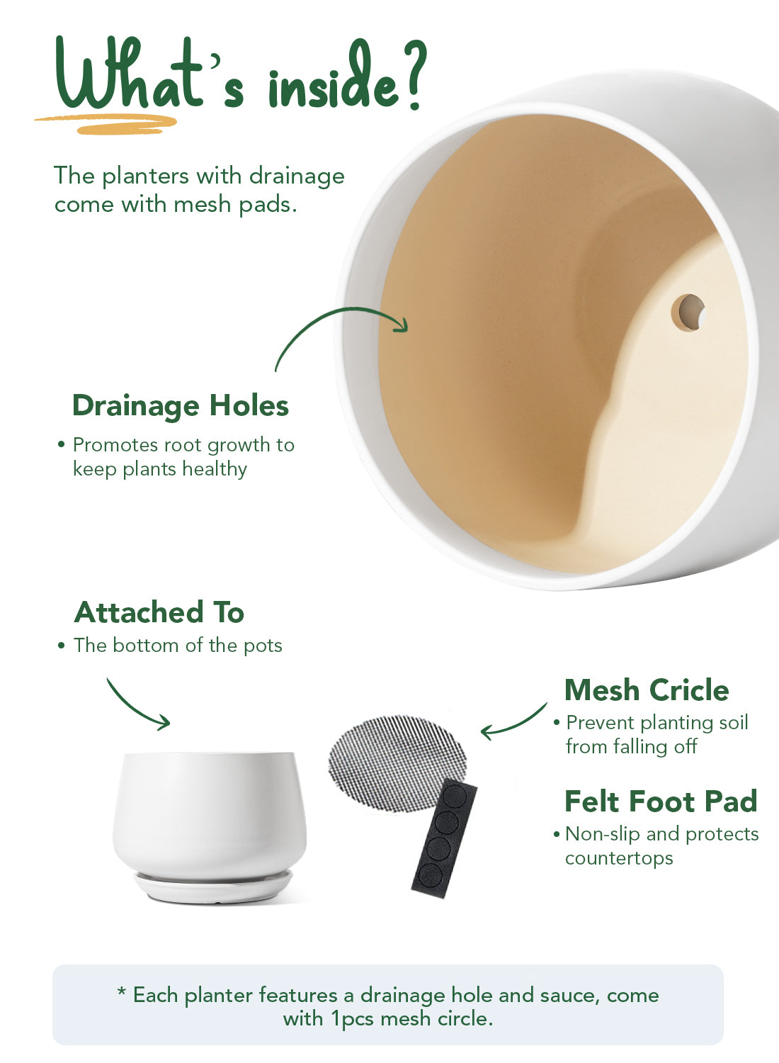 BEMAY 10" White Ceramic Plant Pot with Drainage Hole and Saucer, Round Indoor Outdoor Planter for Houseplants, Flowers, Monstera, Snake Plant(Plant Not Included)