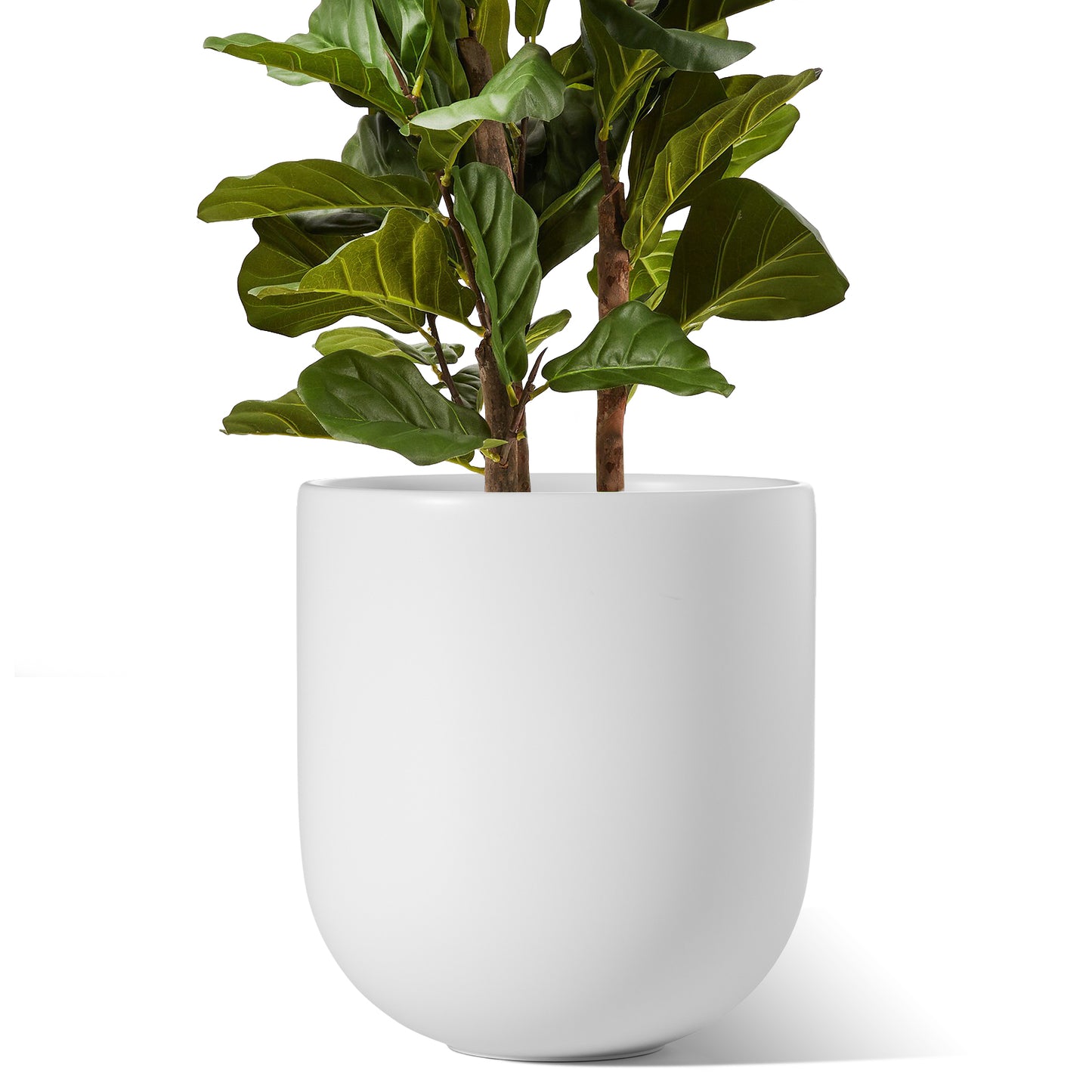 BEMAY 12" Ceramic Plant Pots, Large Flower Pots with Drain Holes & Plug Indoor Planter, White