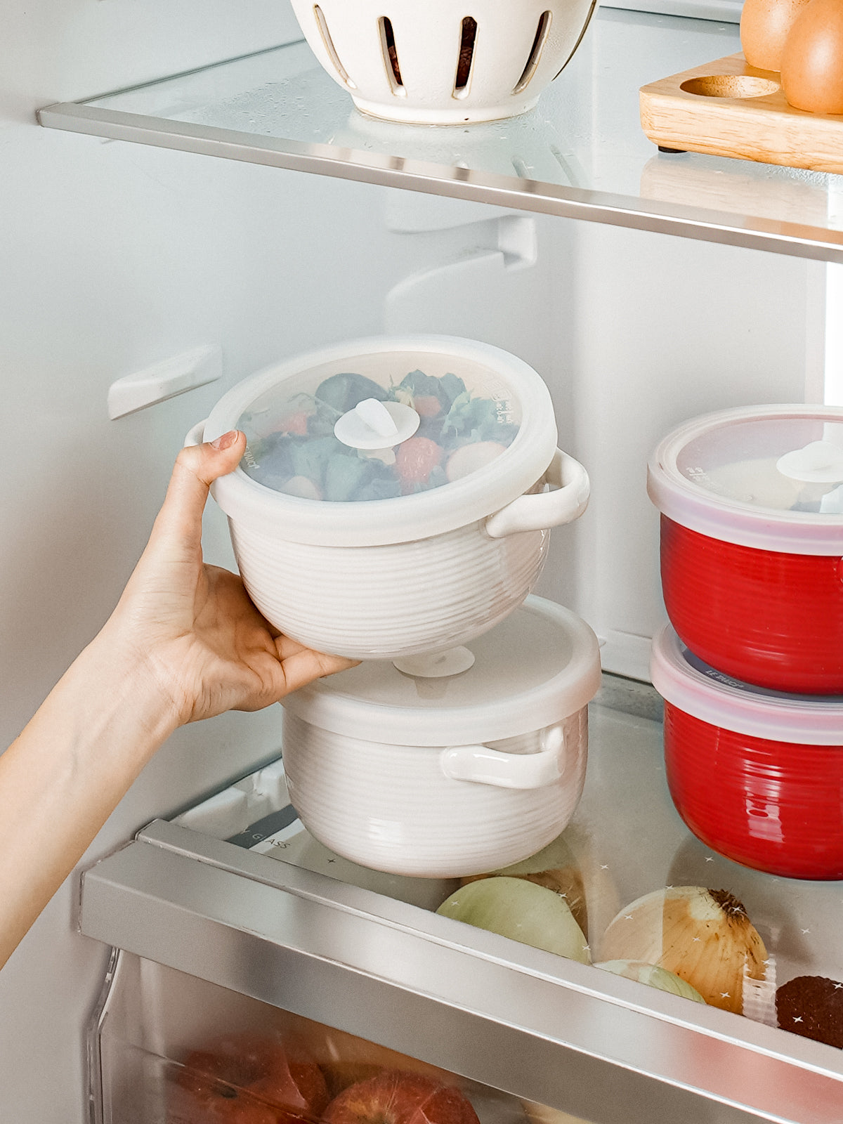 28 oz Ceramic Soup Bowl with Vented Silicone Lid and Handles, Microwave & Oven Safe,Set of 2