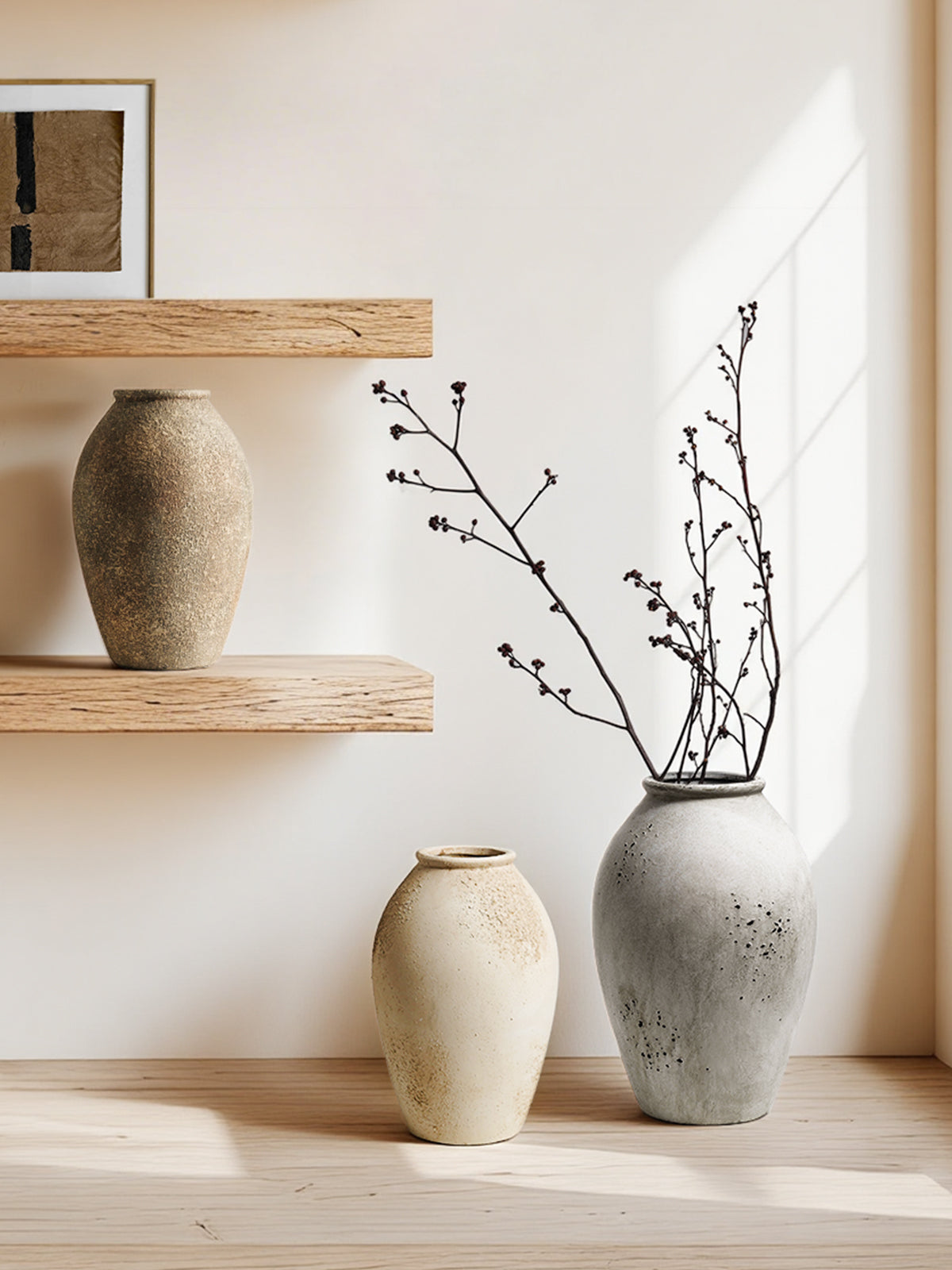 Large Ceramic Rustic Vase, 11.5" Farmhouse Decorative Flower Vase for Home Decor, Living Room, Shelf, Entryway & Table Centerpieces Ceramic Vase(Speckled Gray)