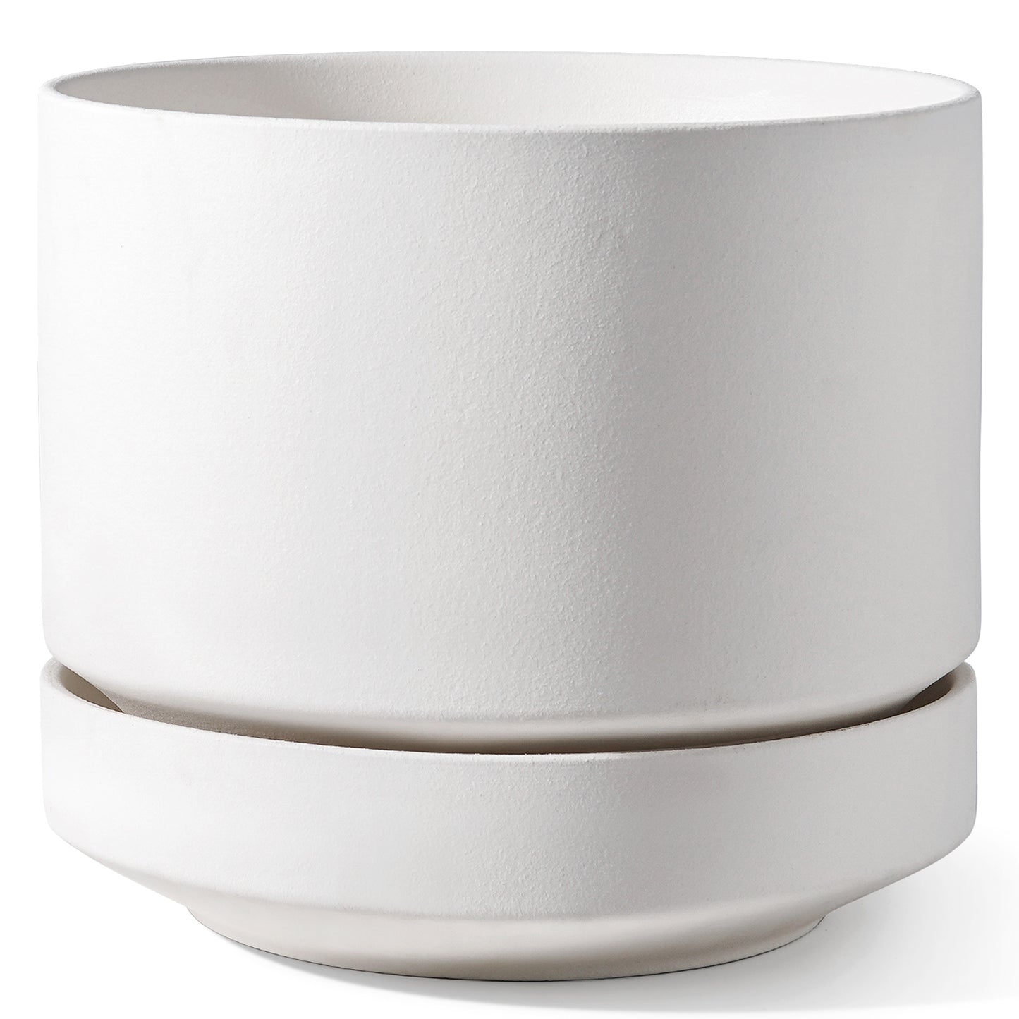 BEMAY 14" White Ceramic Plant Pot with Drainage & Saucer, Large Indoor Plant Pot for Floor Plants, Modern Minimalist Planter Pot