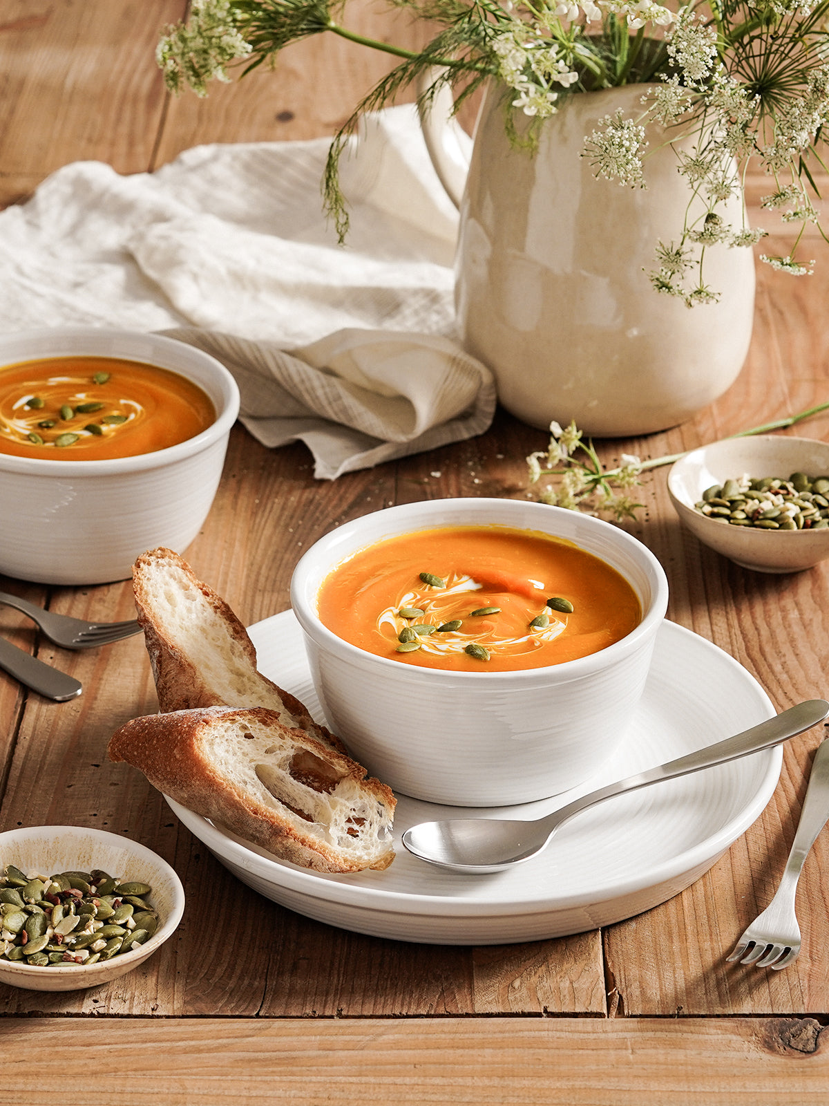 12-Piece Dinnerware Set, Ceramic Plates and Bowls Set for 4, Stoneware Dishes Set for Family, Microwave & Dishwasher Safe -White Dinner Set