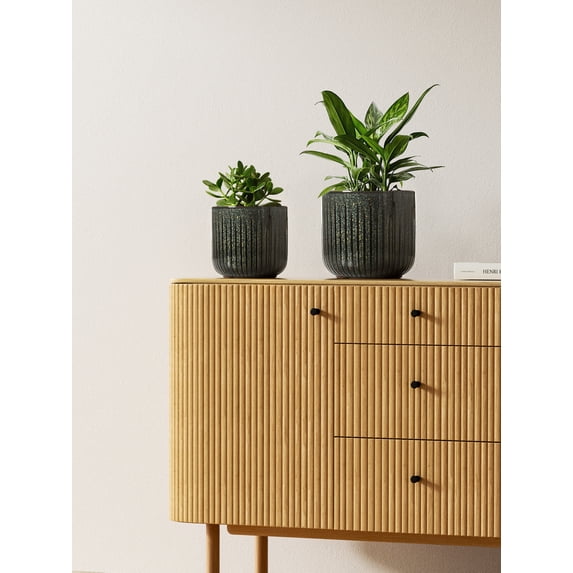 BEMAY Ceramic Planters Set of 3, Dark Olive Plant Pots for Indoor Plants with Drainage Hole, Plug and Mesh Pad Flower Pots