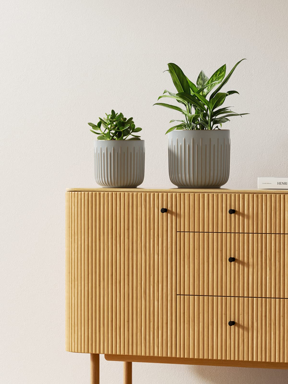 BEMAY Ceramic Plant Pots, Set of 3 Indoor Planters with Drainage Holes for Snake Plant and Pothos Flower Pots, Mist Gray Pot for Plant