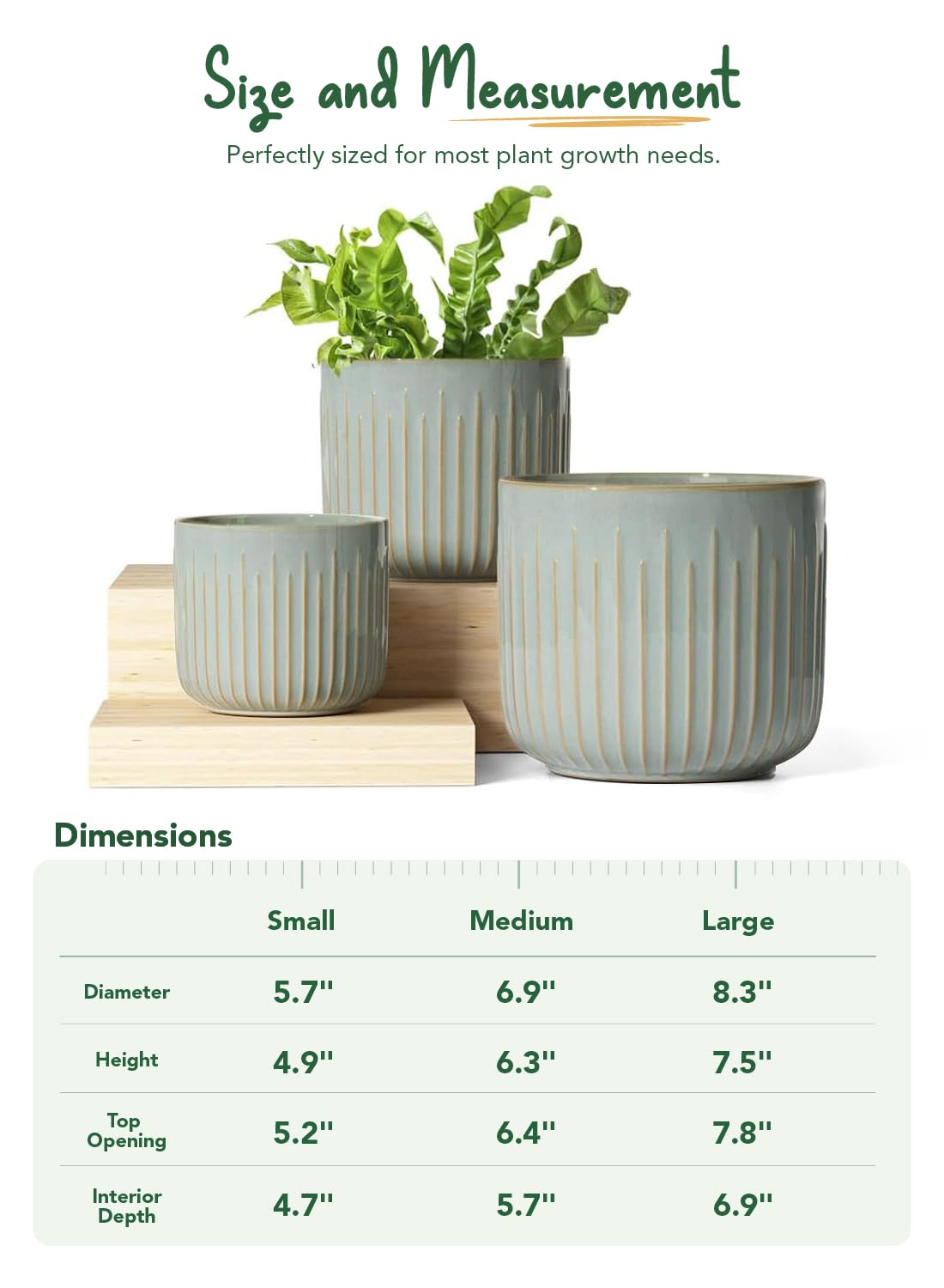 BEMAY Ceramic Plant Pots, Set of 3 Indoor Planters with Drainage Holes for Snake Plant and Pothos Flower Pots, Mist Gray Pot for Plant