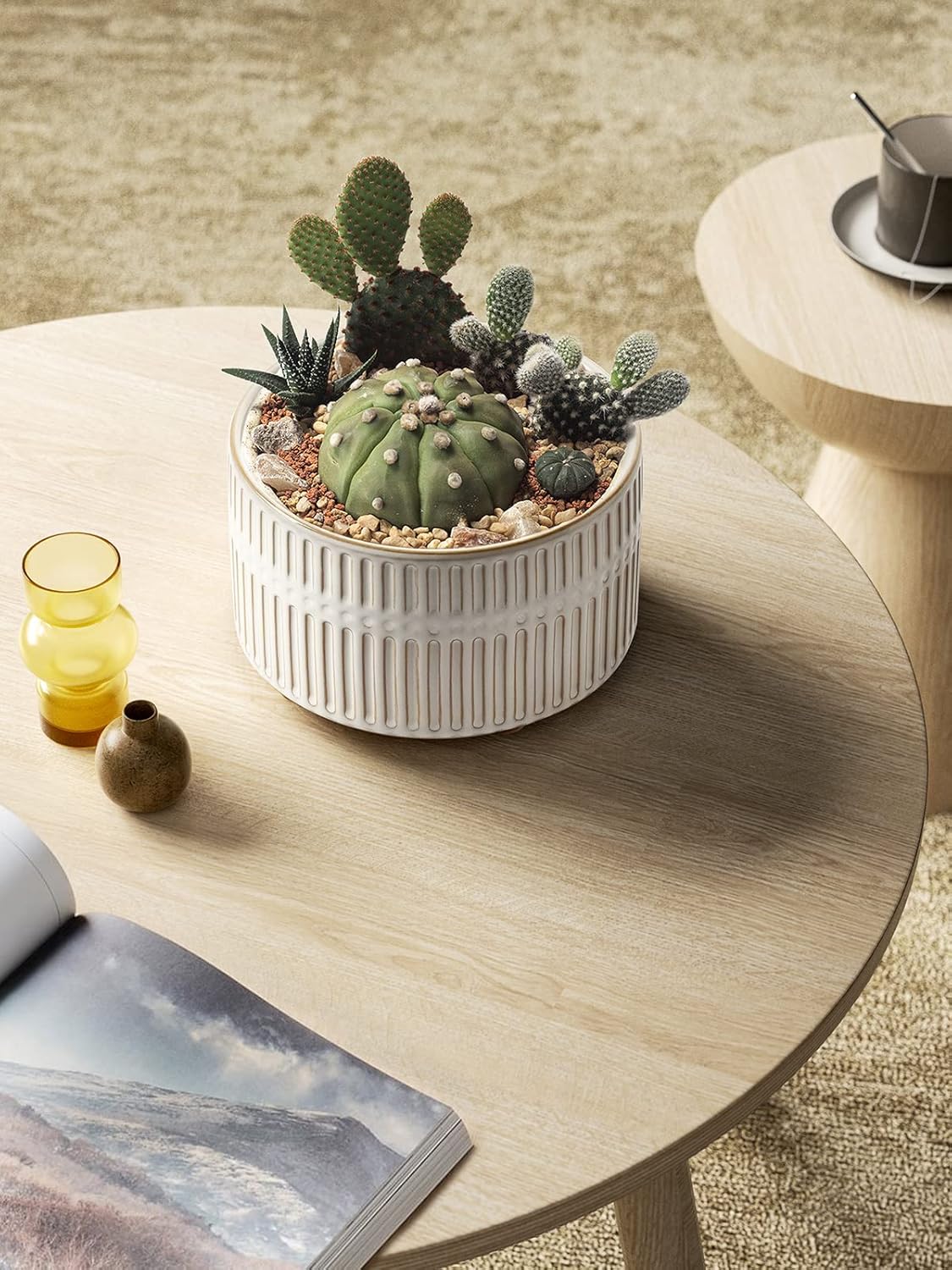 6 inch succulent pots Succulent Pots, 6.5+8 Inch Ceramic Indoor Plant Pot with Drainage Hole – BEMAY