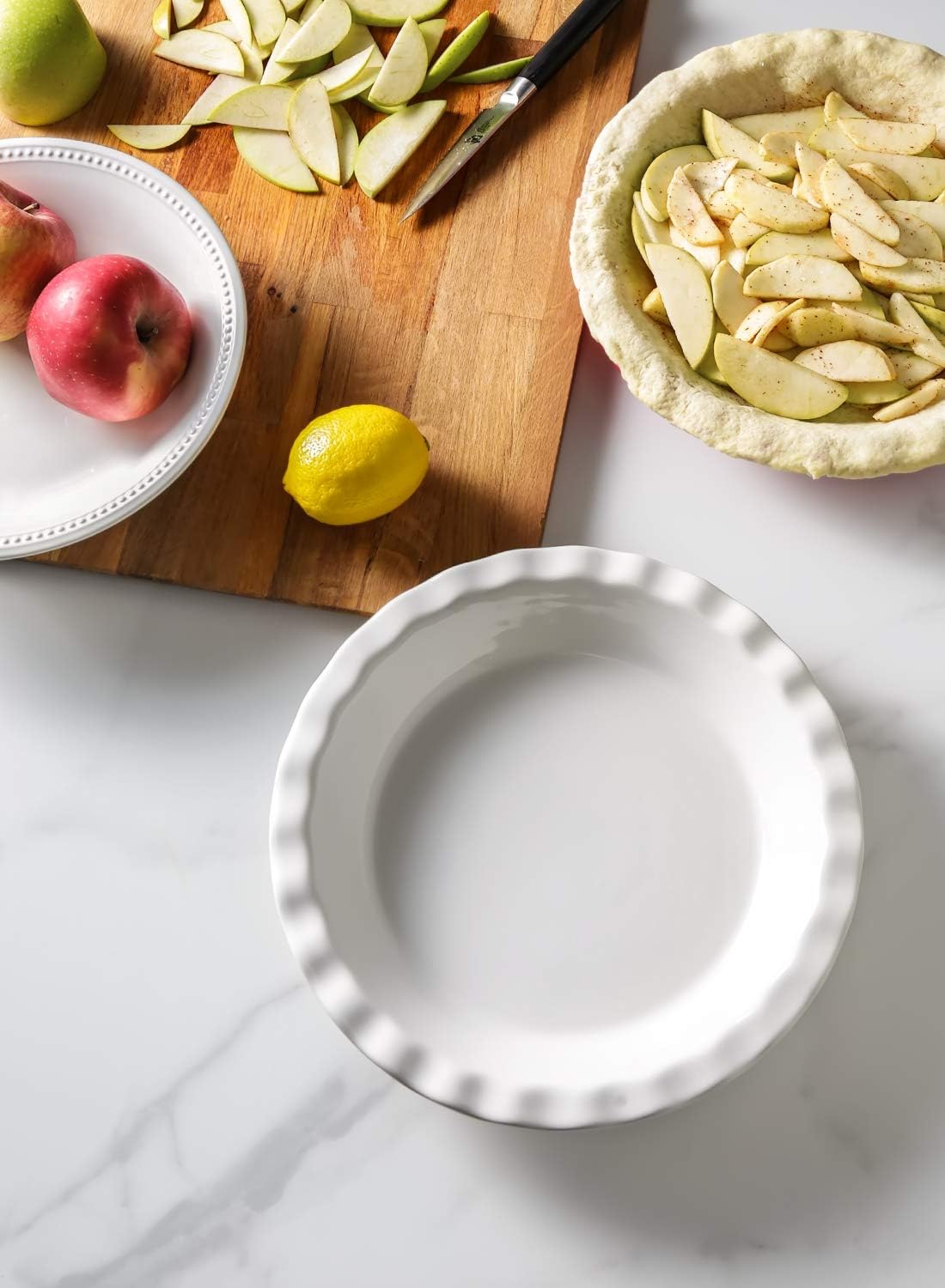 9" White Ceramic Pie Pan, 36 OZ Tart Pan for Baking, Set of 2 Pie Dish