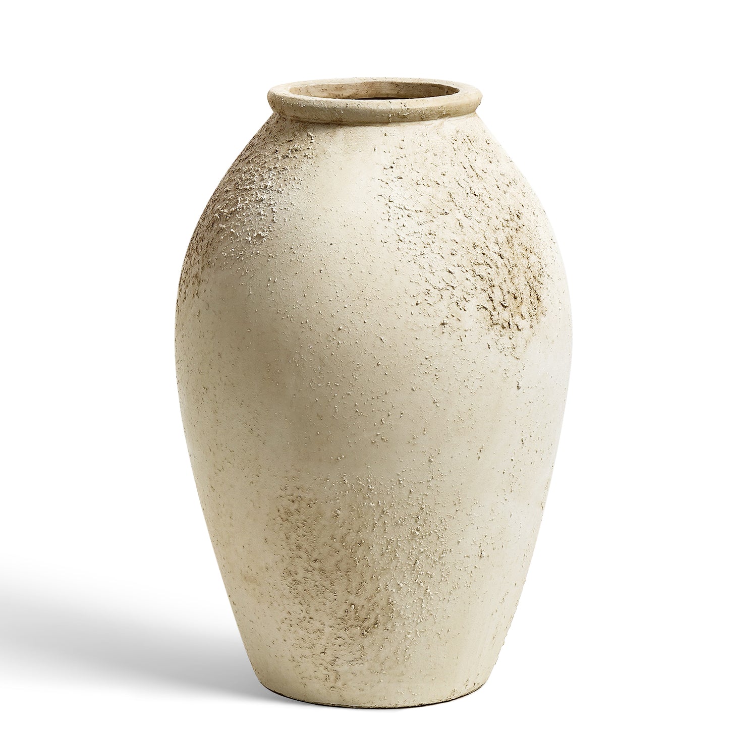 11.5 Inch Ceramic Vase, Decorative Flower Vase for Home Decor, Rustic Cream Beige Tabletop Vase for Living Room, Shelf, Mantel and Entryway