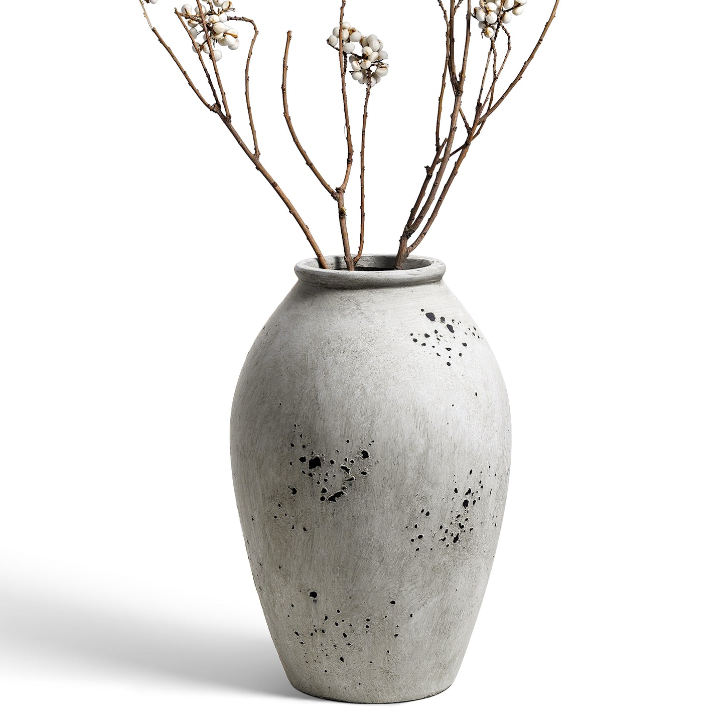 Large Ceramic Rustic Vase, 11.5" Farmhouse Decorative Flower Vase for Home Decor, Living Room, Shelf, Entryway & Table Centerpieces Ceramic Vase(Speckled Gray)
