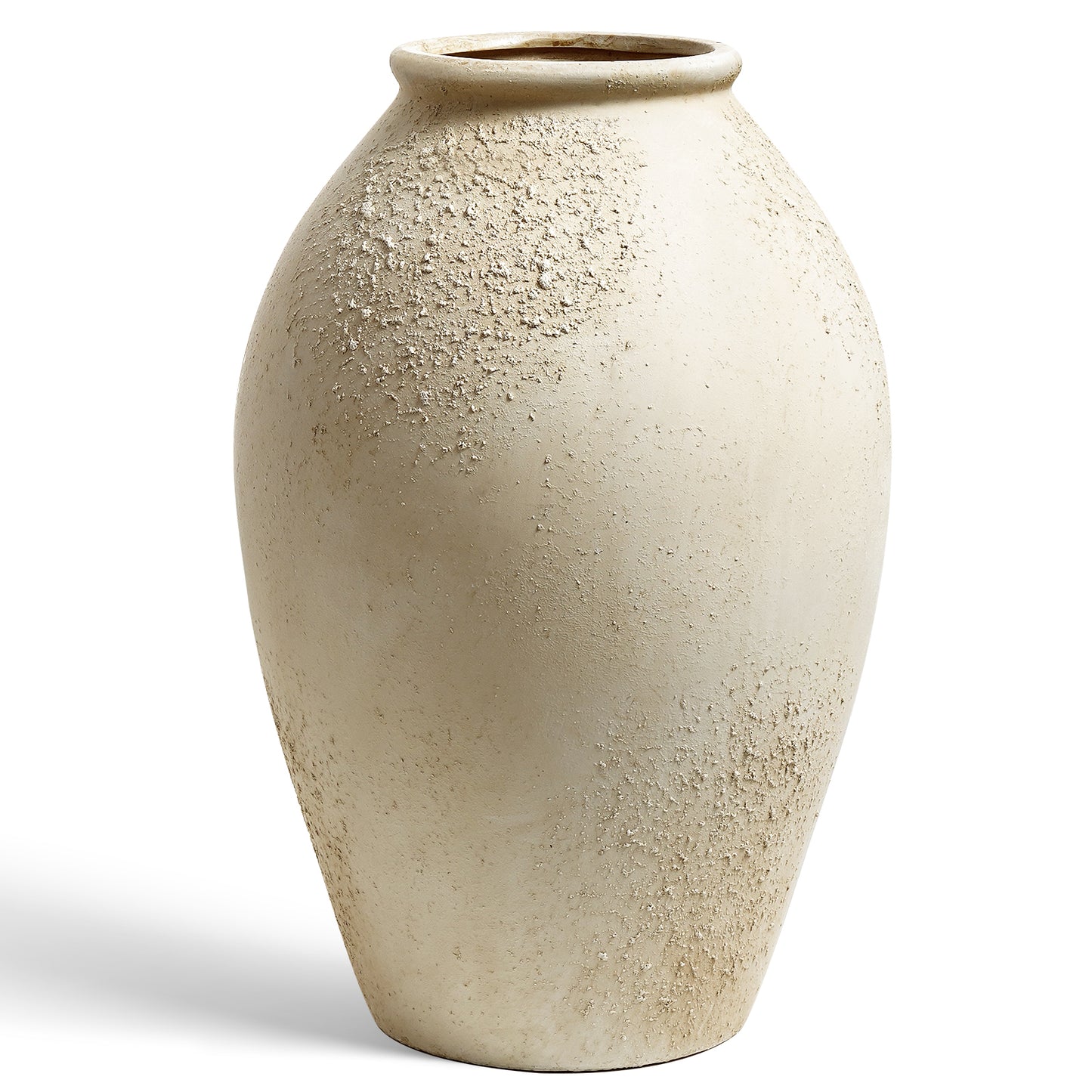 13.2 Inch Ceramic Vase, Tall Decorative Vase for Home Decor, Rustic Cream Beige Flower Vase for Living Room, Entryway, Mantel and Tabletop Decor
