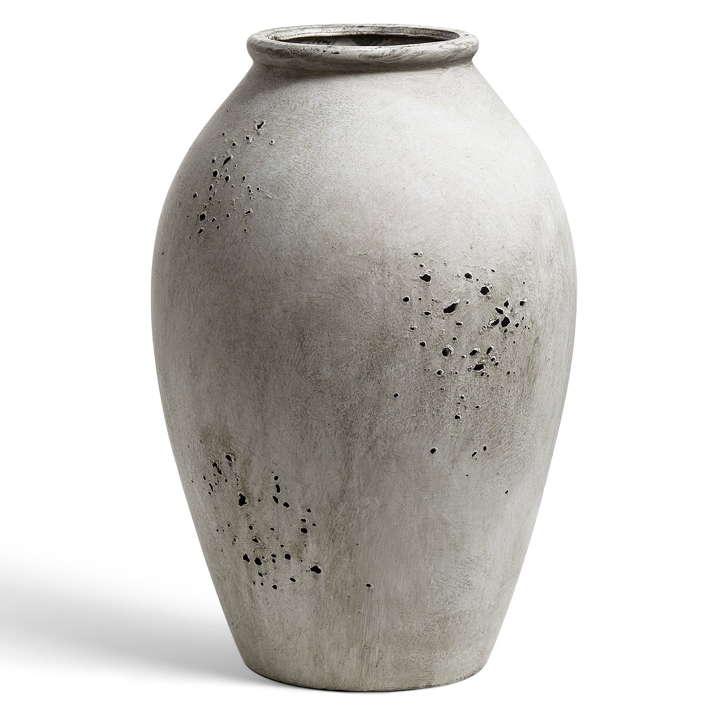 13.2" Tall Ceramic Vase, Large Rustic Farmhouse Flower Vase for Living Room, Console Table & Centerpiece Decor, Speckled Gray Floor Vase