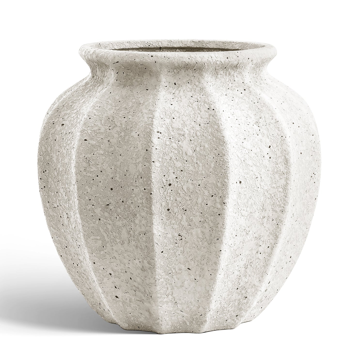 Ceramic Vase 9.5 Inch, Textured Stoneware Decorative Vase for Table & Shelf, Neutral Modern Home Decor